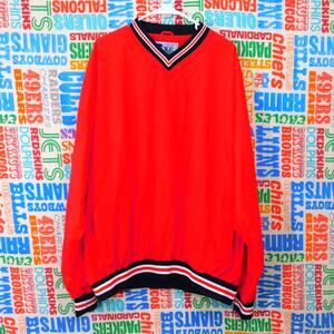 Vintage 90s Russell Athletic Windbreaker Size 2XL Pullover Red Striped Cuffs